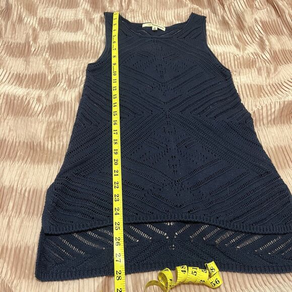 Rewind Size Small Navy Blue Sheer Knit Tank Dress - Picture 3 of 6